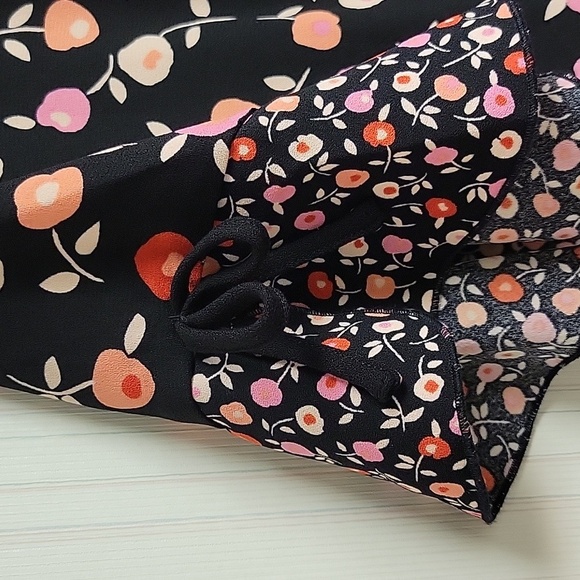 Talbots Pink Ruffled Floral Sheath Midi Dress Womens Sz 2 Polyester - Picture 7 of 9